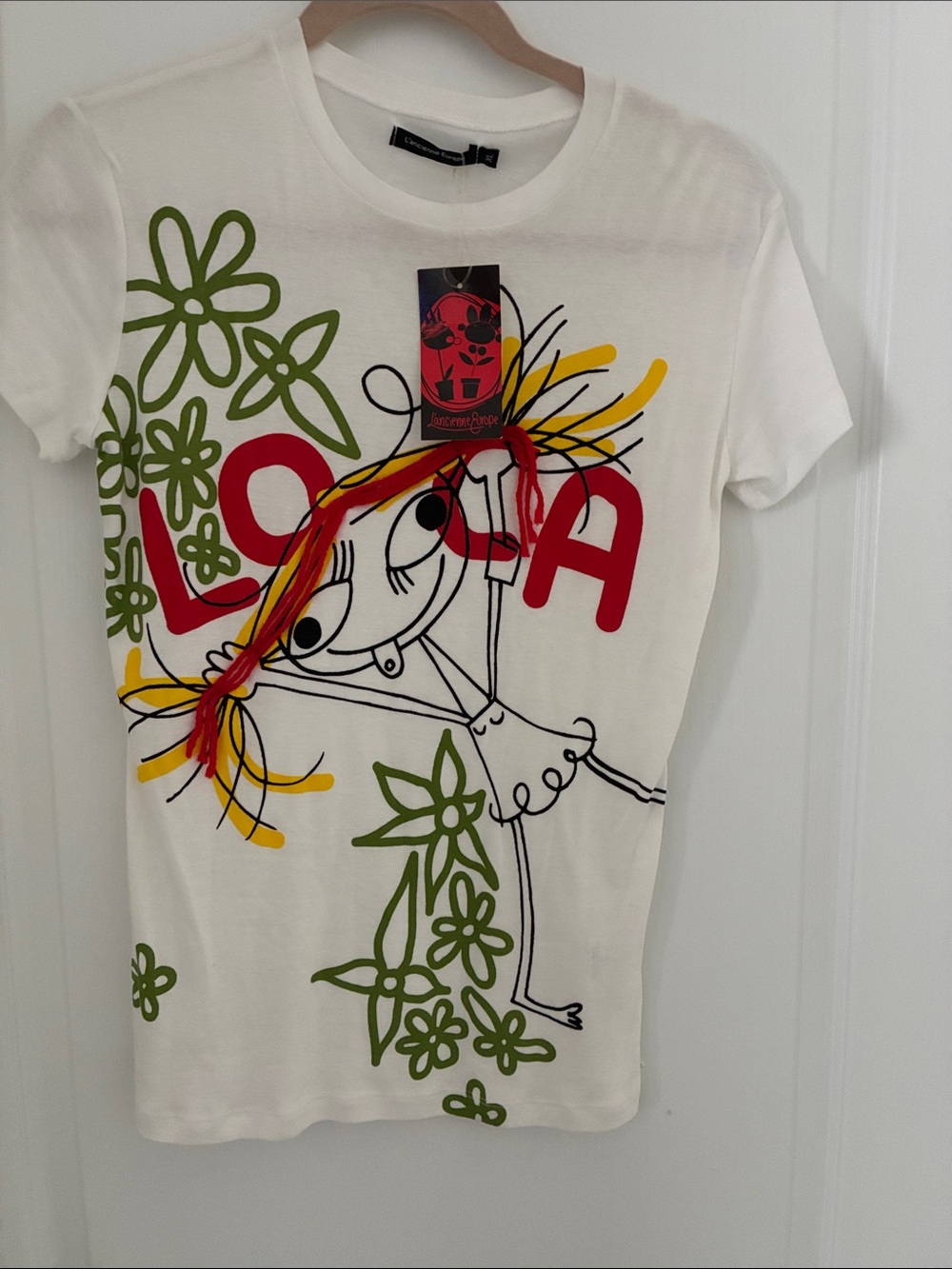 Loca Graphic Short Sleeve Tee - White with Red, Green & Yellow Print